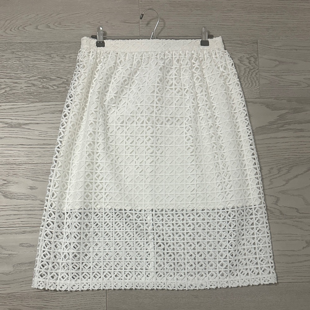 RW&CO. White Crochet Midi Skirt